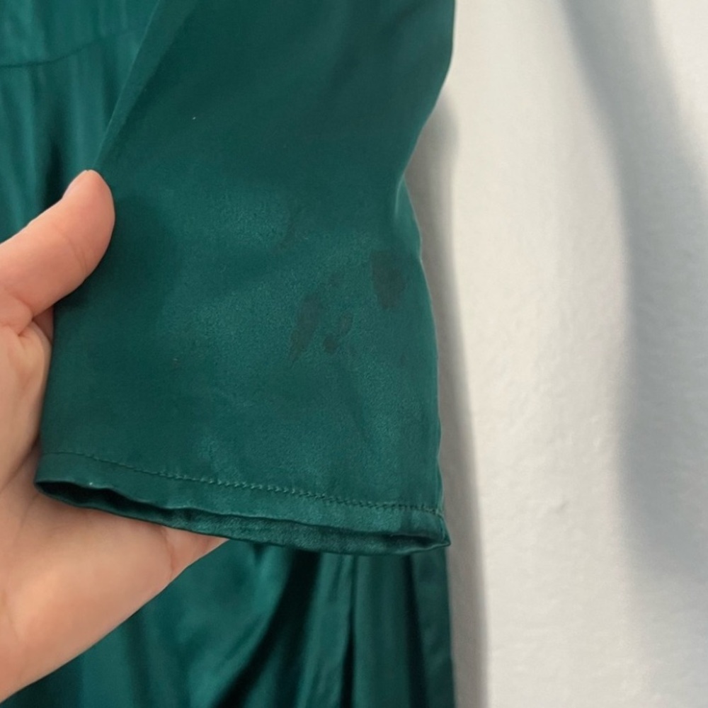 Reformation silk emerald green Christmas dress size 0 - Picture 8 of 8